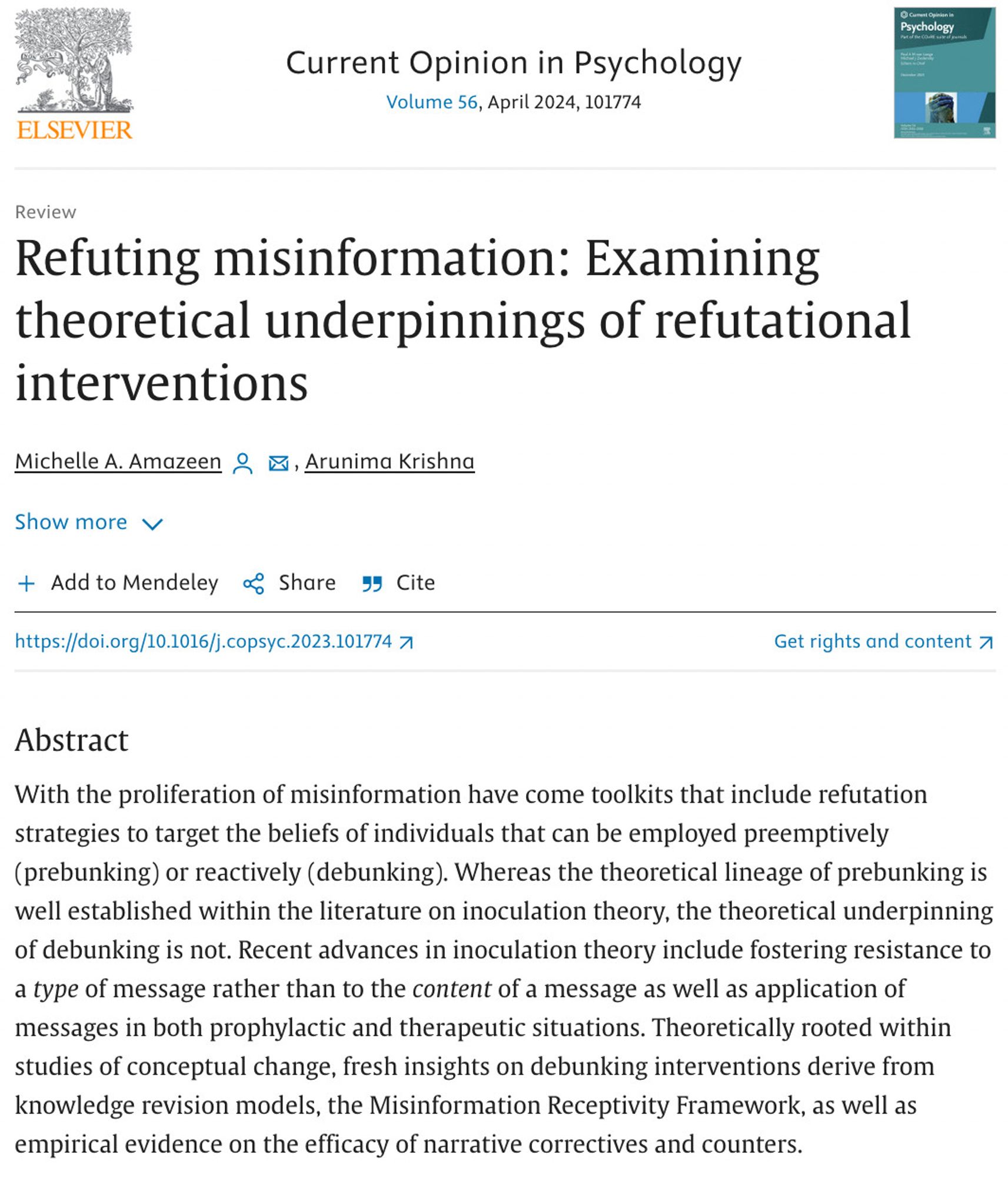 Refuting Misinformation: Examining Theoretical Underpinnings of Refutational Interventions