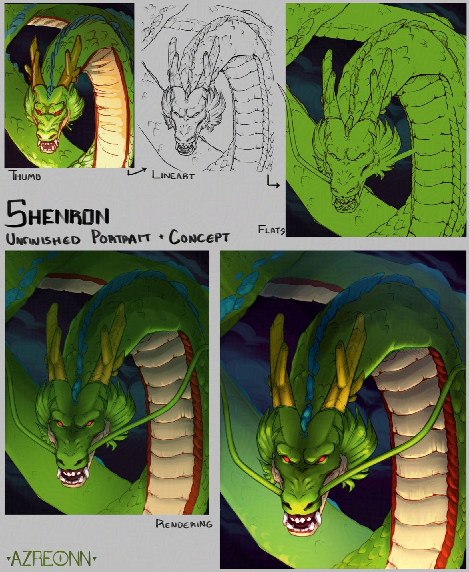 Process for drawing Shenron.