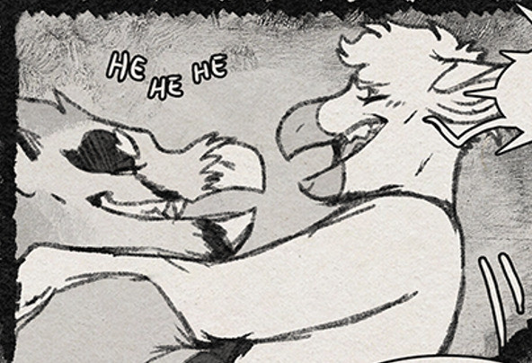 comic panel of an anthro vulture and gull, they are laughing together