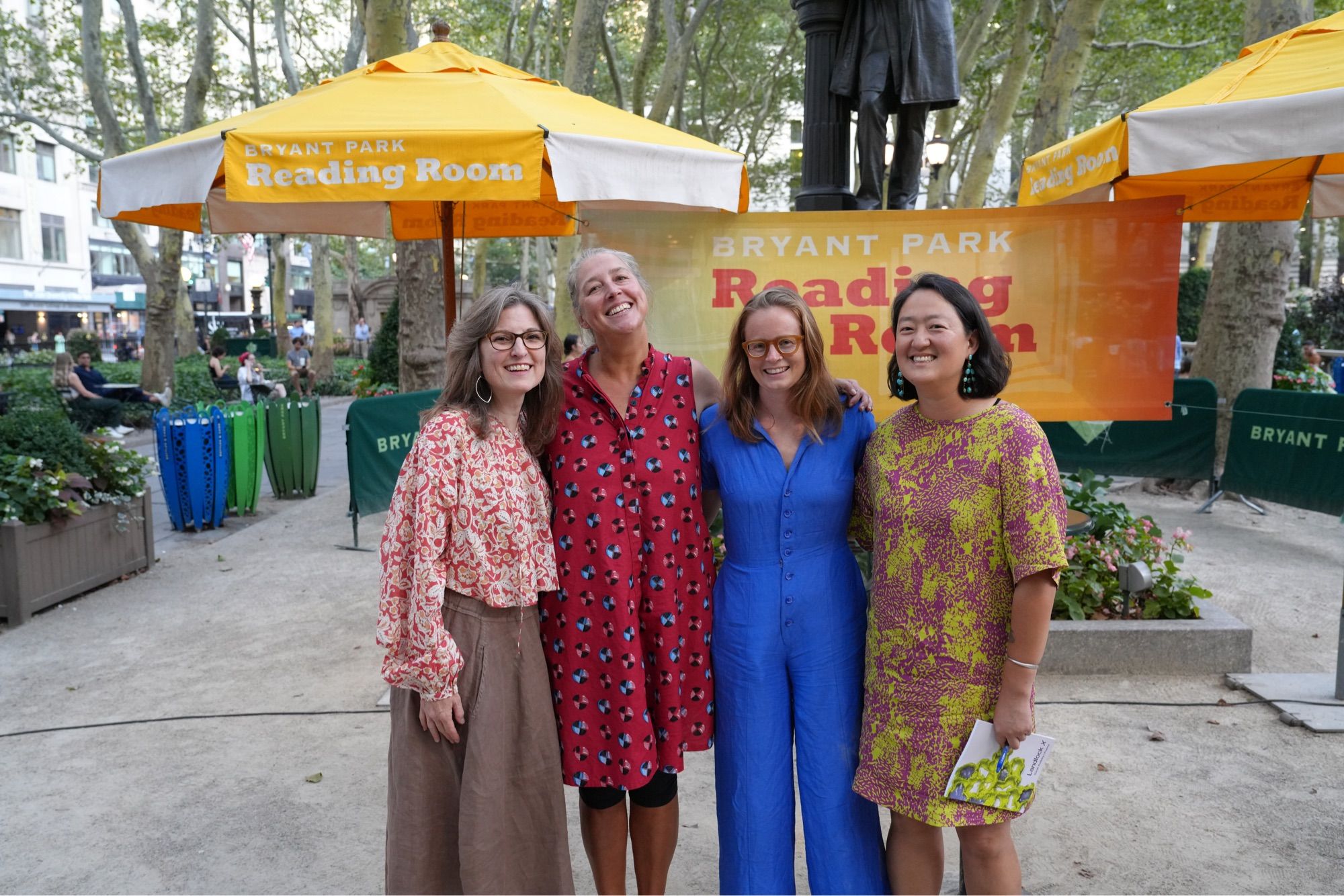 4 smiling poets (Francesca Bell, Jill McDonough, Margaret Ray, and Sarah Audsley)