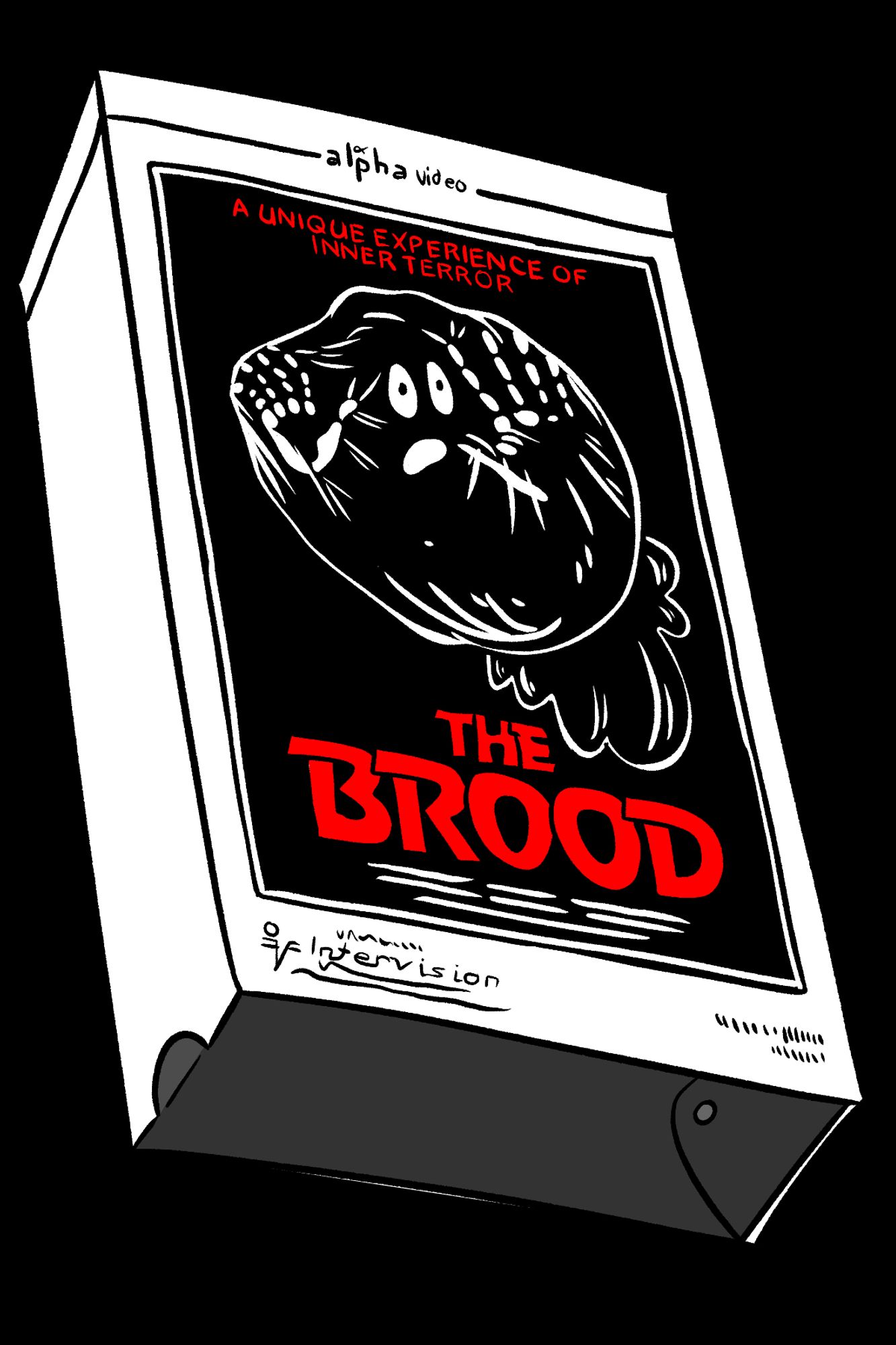 Mullet Ghost on the VHS cover to The Brood.