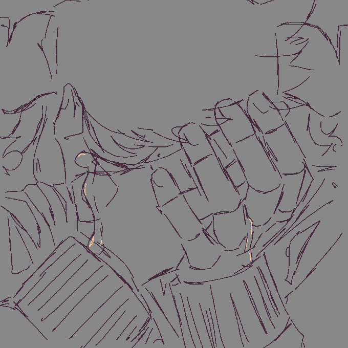 A simple sketch of Valtel Gurtea (Snowbound Blood) sobbing into his own hands.