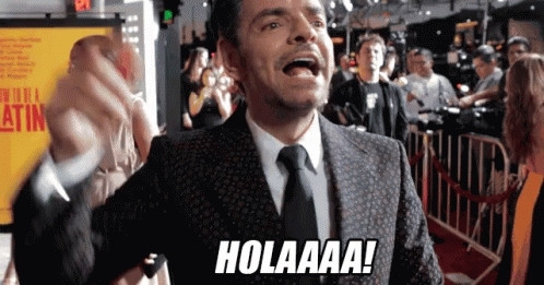 Eugenio Derbez waving Hola! gif