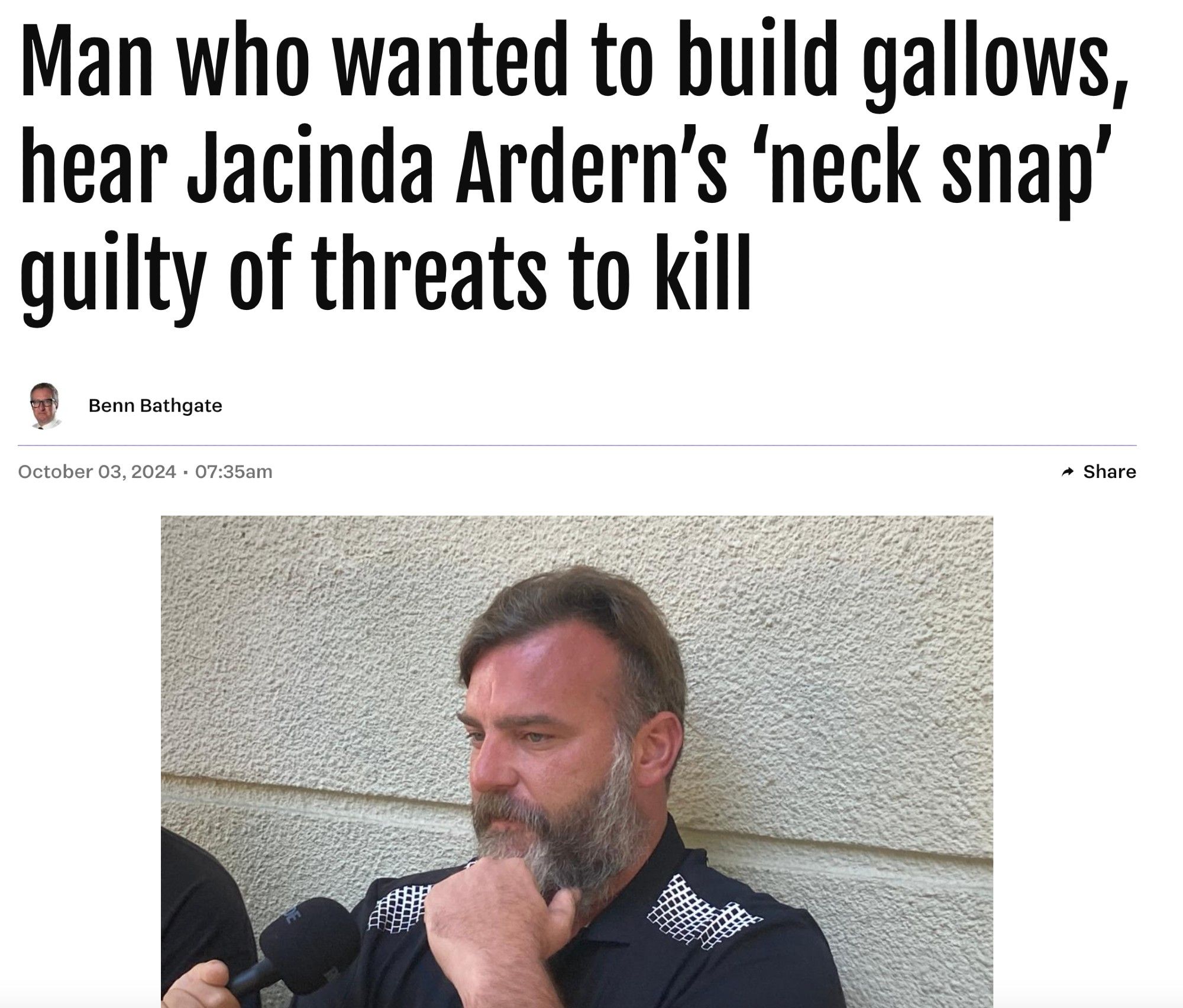 Richiard Sivell wanted to build gallows and hear Jacinda Ardern's neck snap. He's guilty of threats to kill.