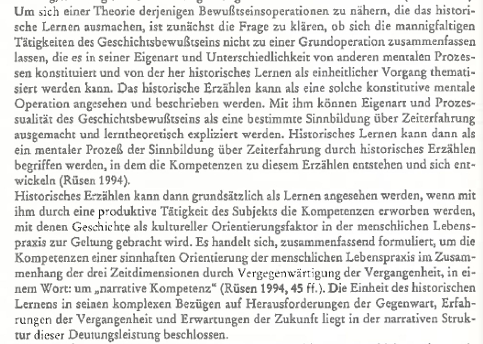 Ausschnitt aus Artikel zu Historischem Lernen von Jörn Rüsen.