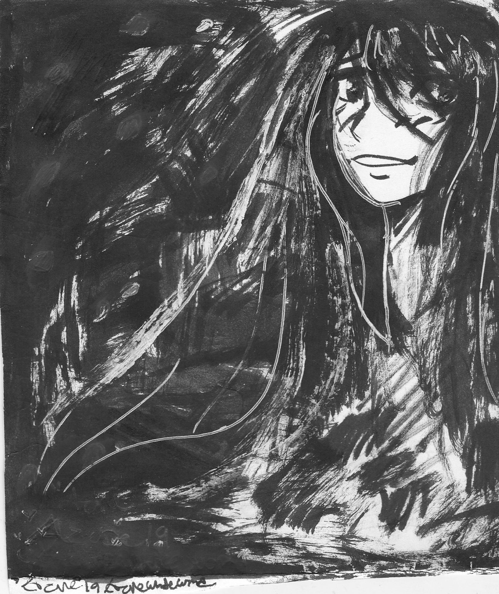 Wei Ying again in black and white. A bit messy, but was fun to test out inks during Inktober years back... I think I'll do some inked drawings this year, just won't be Inktober... More of my own thing instead. :^)