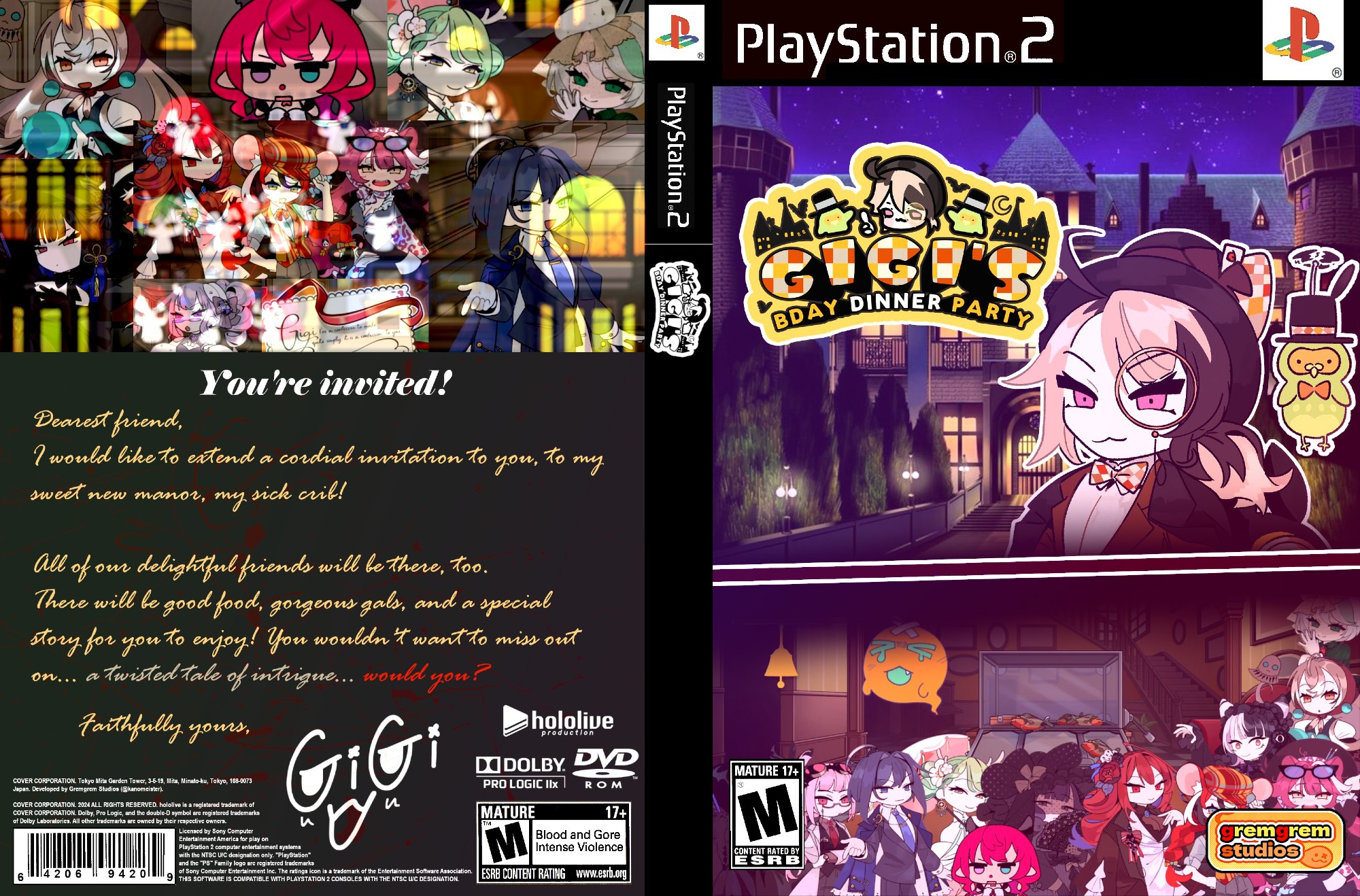 An (un)official PS2 box cover art for Gigi's Bday Dinner Party.