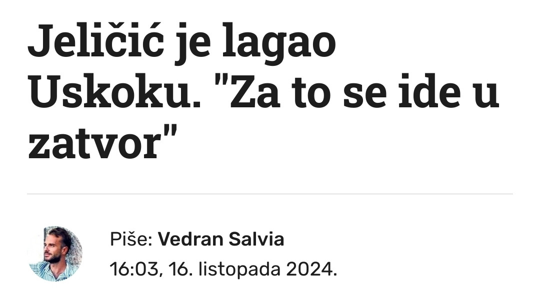 naslov:
Jeličić je lagao Uskoku. "Za to se ide u zatvor"

index.hr