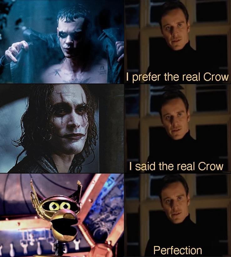 Meme that portrays Crow T. Robot from Mystery Science Theater 3000 as the "original Crow."