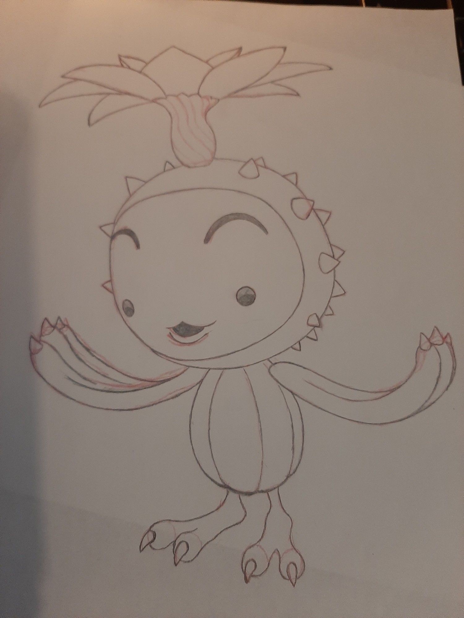 li'l cactus from Secret of Mana; 2nd sketch pass, hb pencil