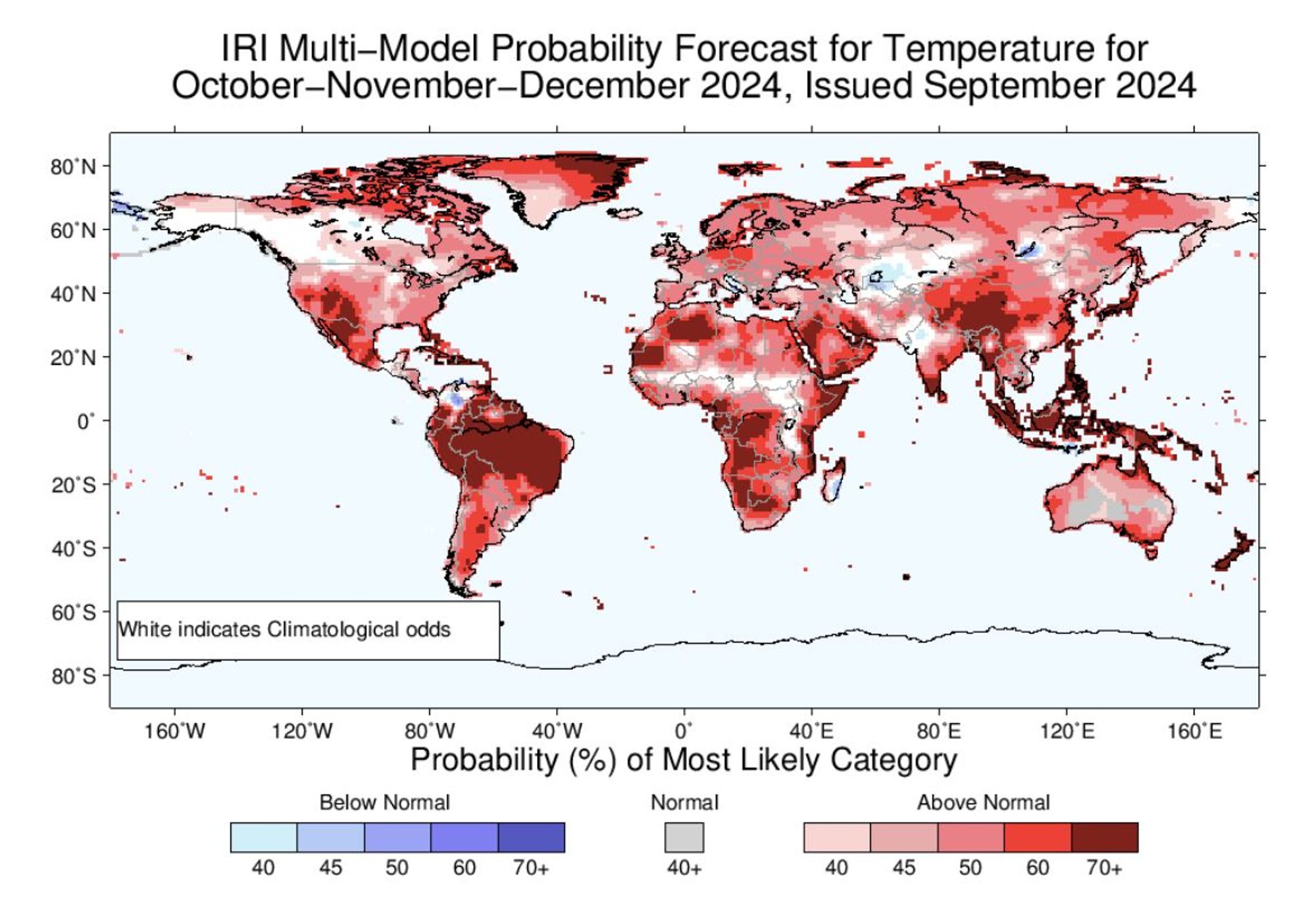 IRI Multi-Model Probability Forecast for Temperature for October-November-December 2024, Issued September 2024