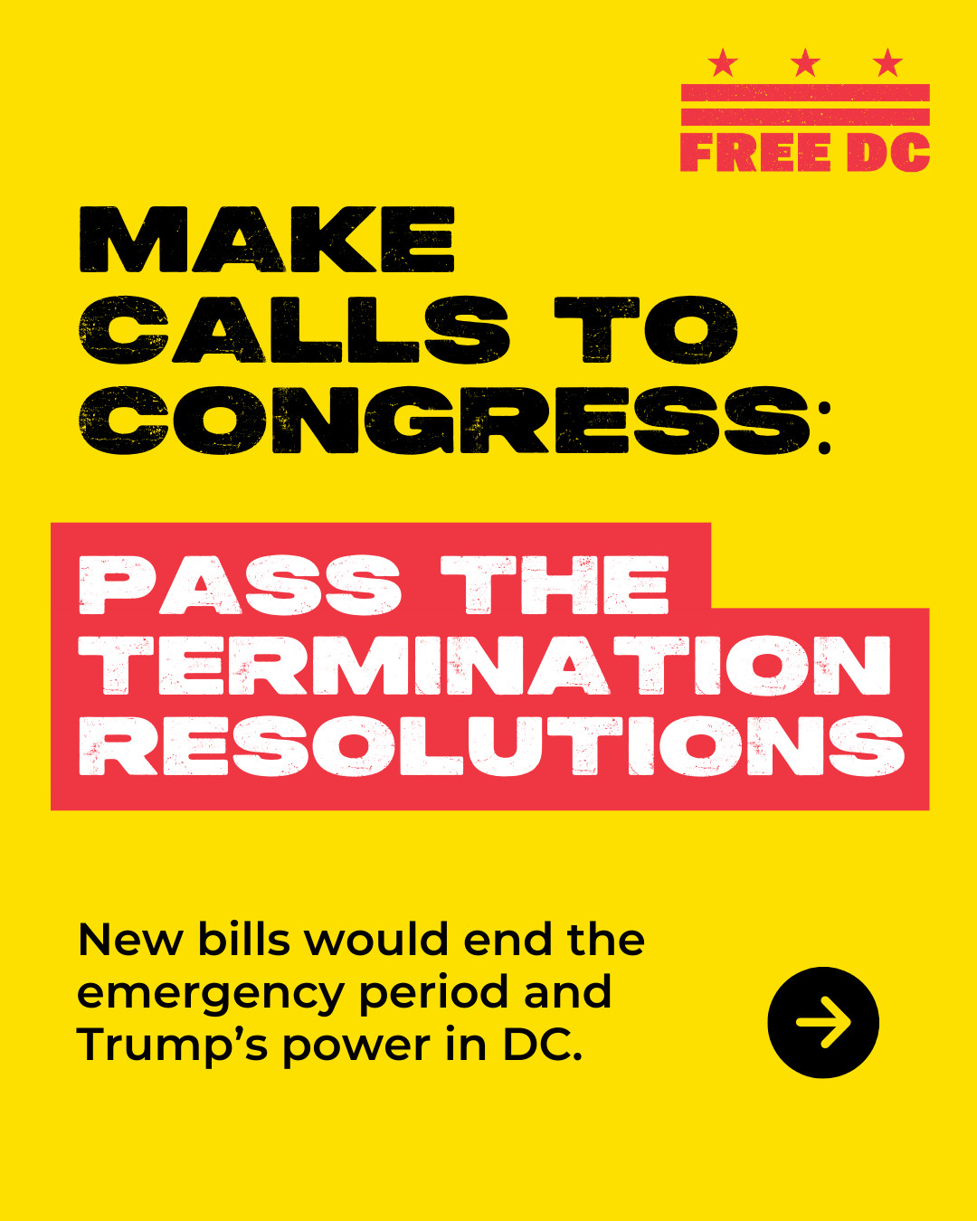 Make calls to Congress: Pass the termination resolutions. New bills would end the emergency period and Trump's power in DC.