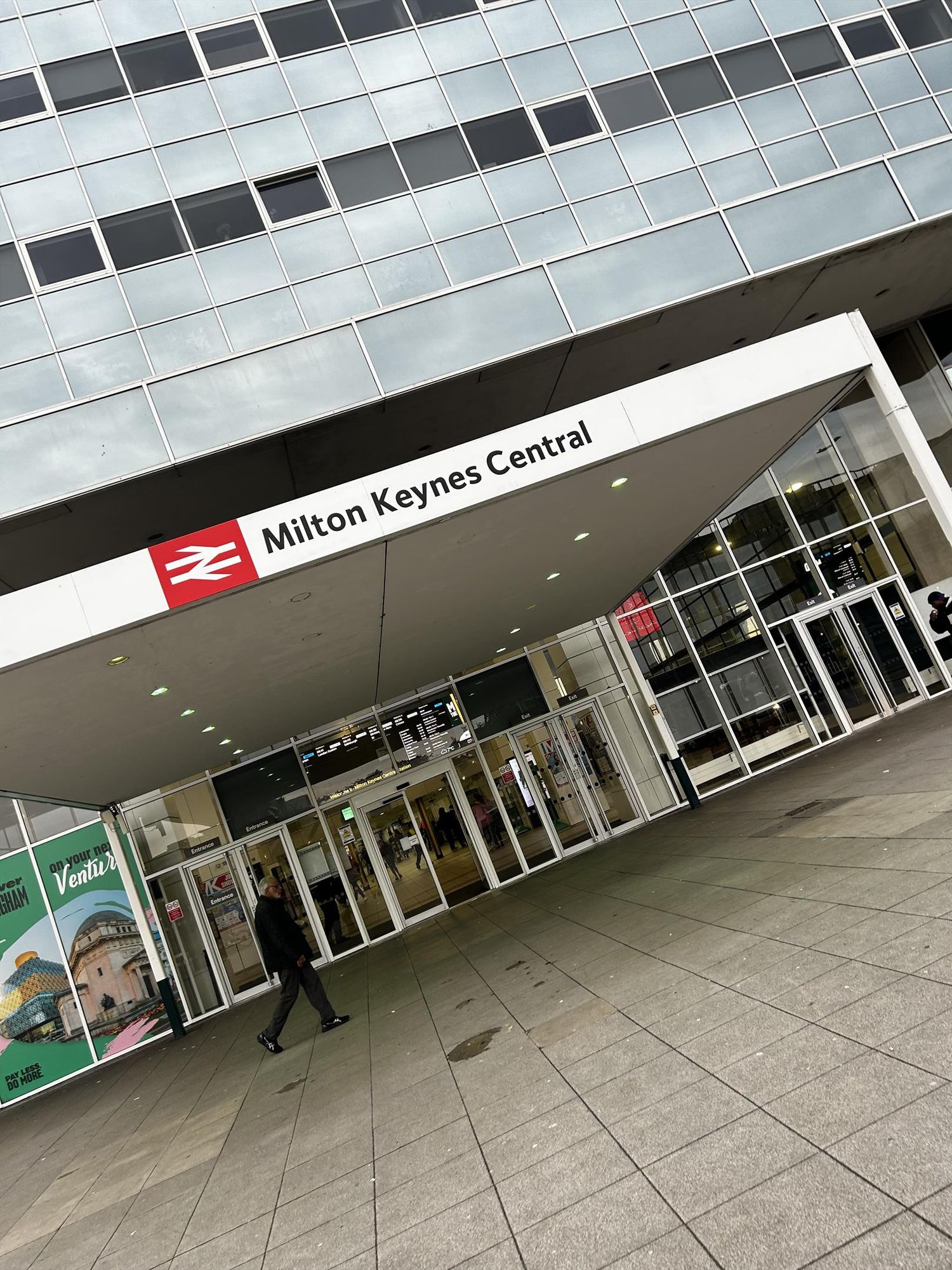 Outside view of Milton Keynes Central station on a Sunday morning 