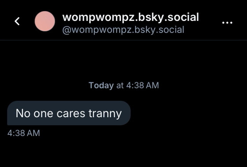 Hateful ex-vtuber sending me a dm calling me a transphobic slur unprovoked