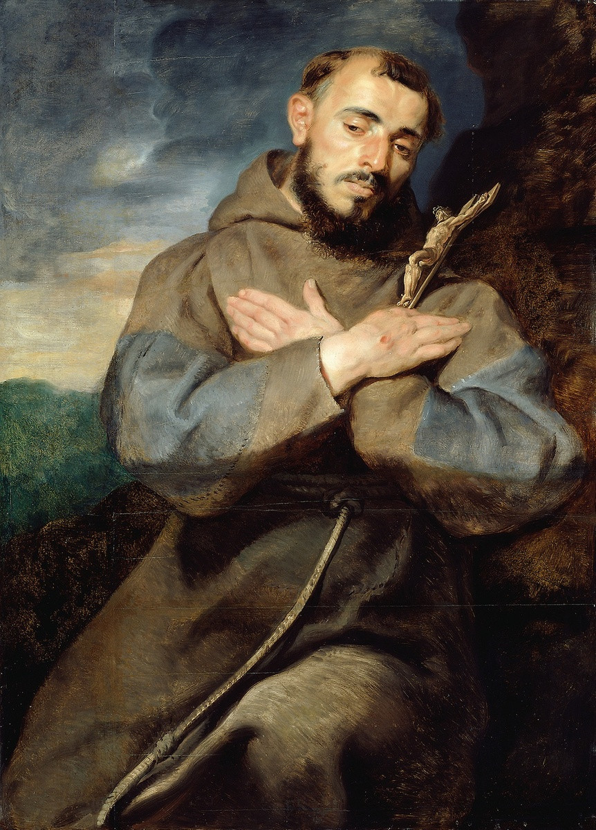 The preaching and teaching activities of the reformed religious orders, including the Franciscans, were important for the resurgence of the Catholic Church in the souther Netherlands following years of religious and political turmoil in the 16th century. Peter Paul Rubens painted numerous images of the founder of the Franciscans, Saint Francis of Assisi. They emphasize his ecstatic piety, most vividly represented in the episode of his stigmatization, when he received the marks of Christ's Passion. In this simpler, portraitlike image, Rubens conveyed the saint's spirituality through his inward gaze and gesture of meditation.

George F. Harding Collection