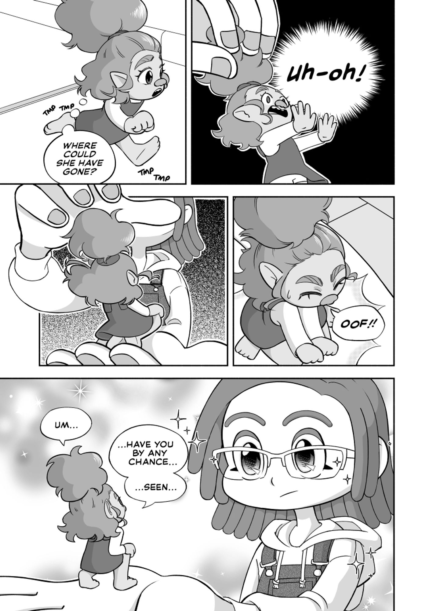 Page 1 of a DreamWorks Trolls AU featuring my OCs! Troll!Amity is looking for someone, and stumbles into the hand of Mt.Rageon!Riley