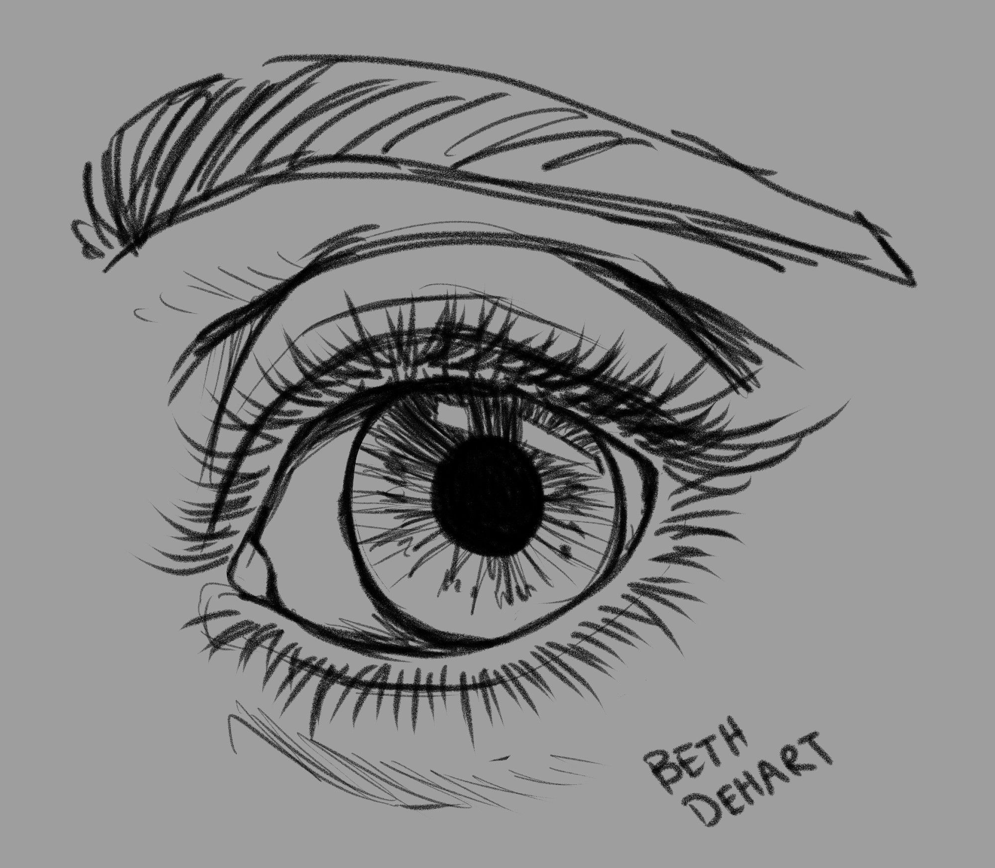 A digital sketch of a realistic eye.