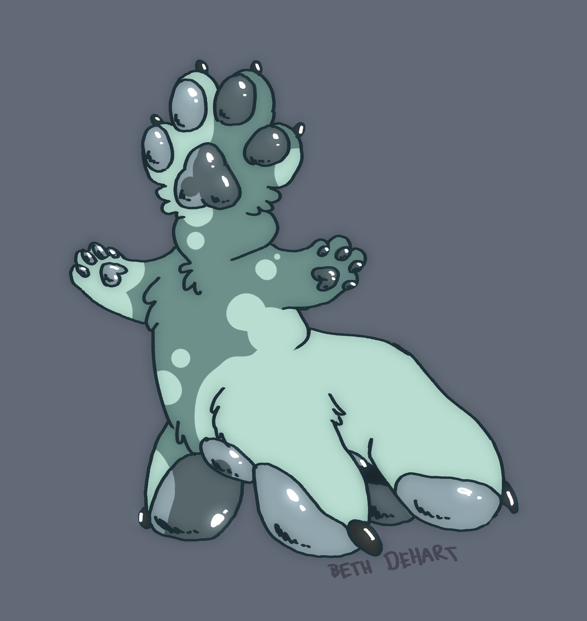 A digital illustration of an anthropomorphic paw with a paw as a taur body, and a paw for a head.