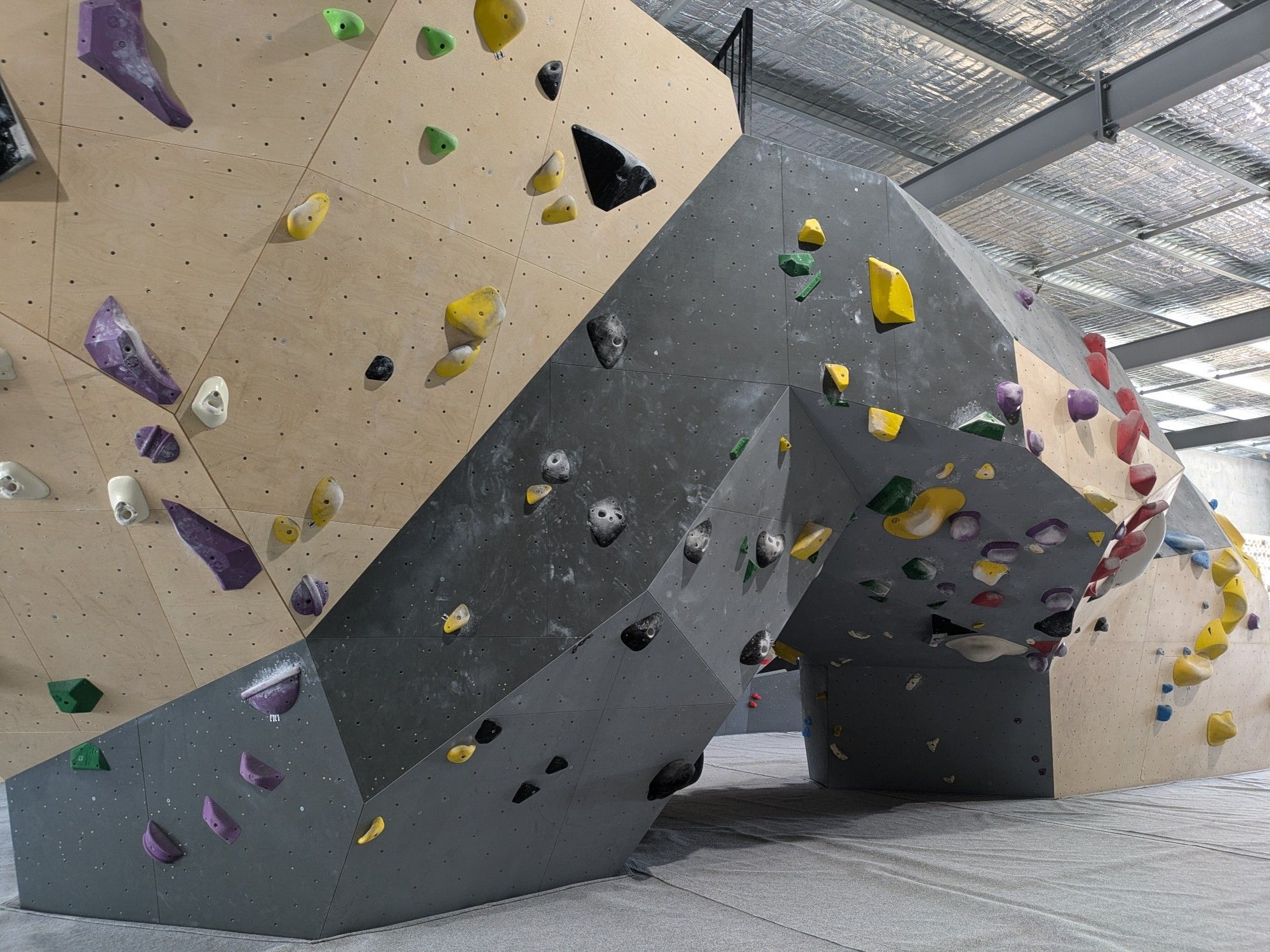 A large selection of indoor bouldering walls, of varying difficulty