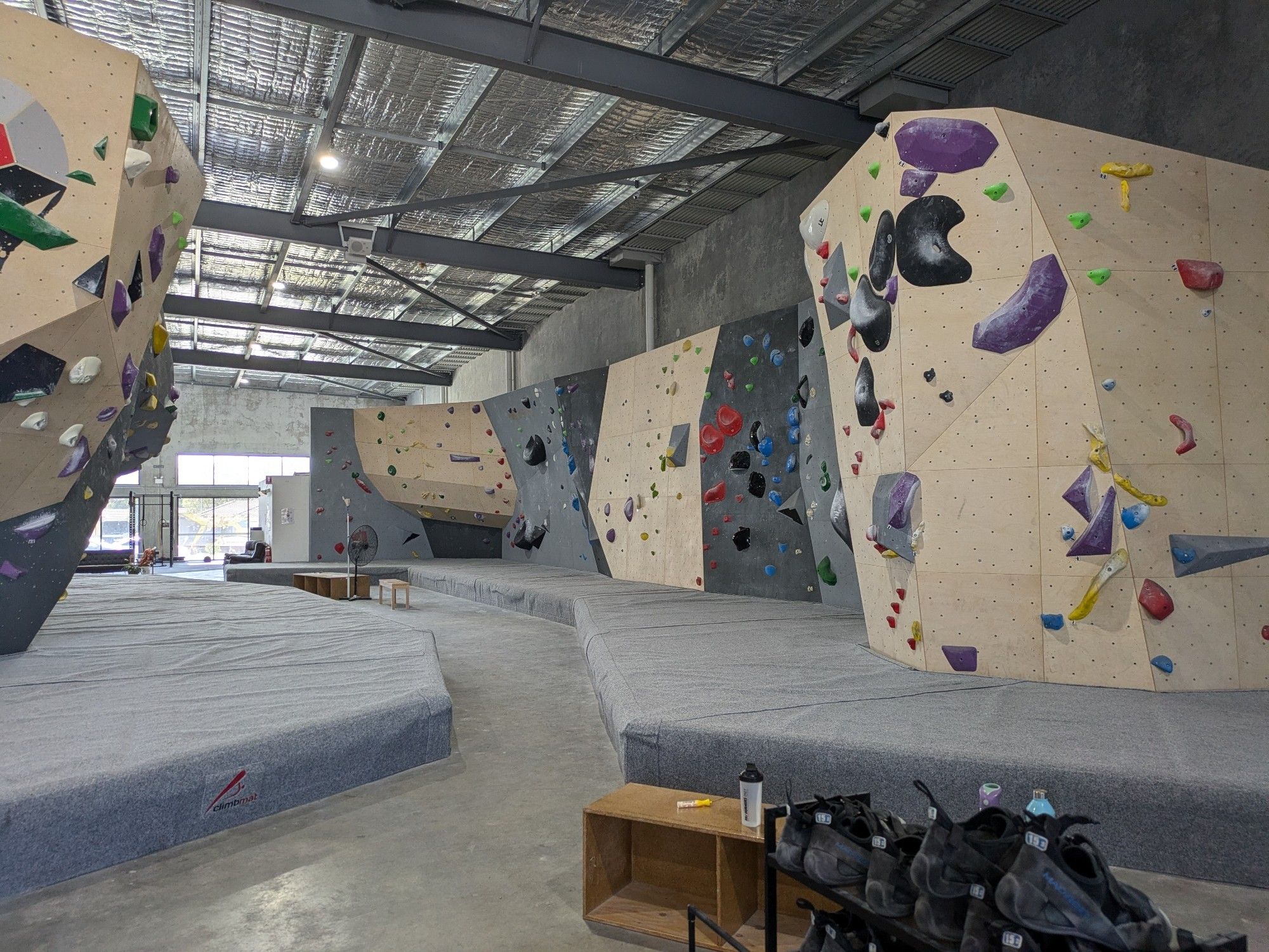 A large selection of indoor bouldering walls, of varying difficulty