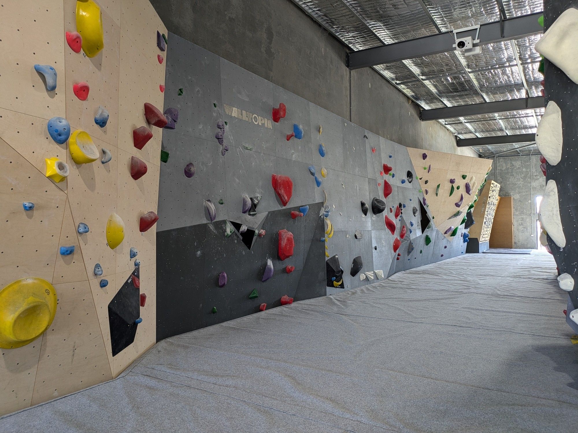 A large selection of indoor bouldering walls, of varying difficulty