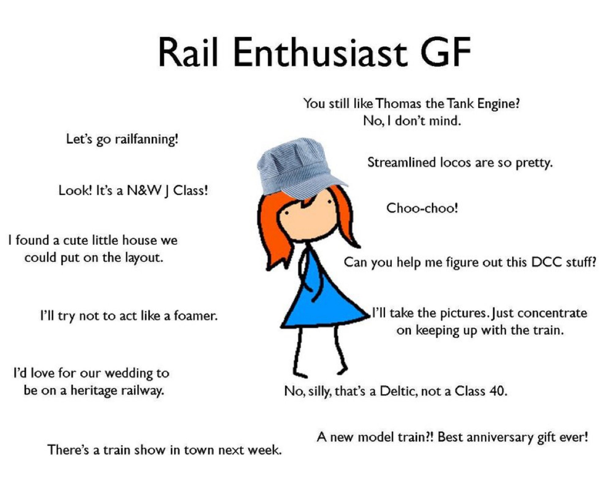 Rail Enthusiast GF with many things she says about trains