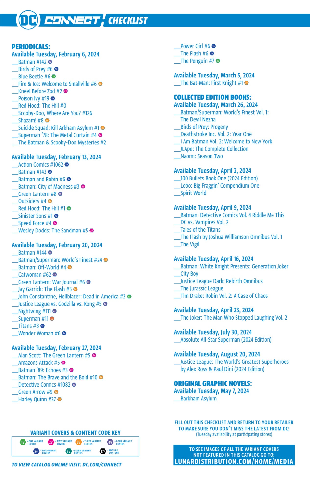 DC Connect #43 with DC Comics’ February 2024 solicitations is available for download. (Checklist)