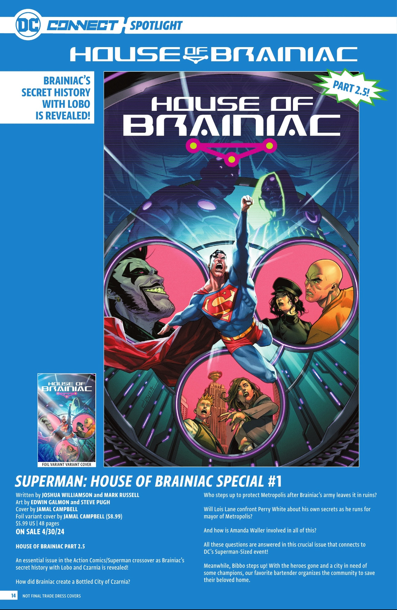 DC Connect #45 with DC Comics’ April 2024 solicitations: House of Brainiac Special.