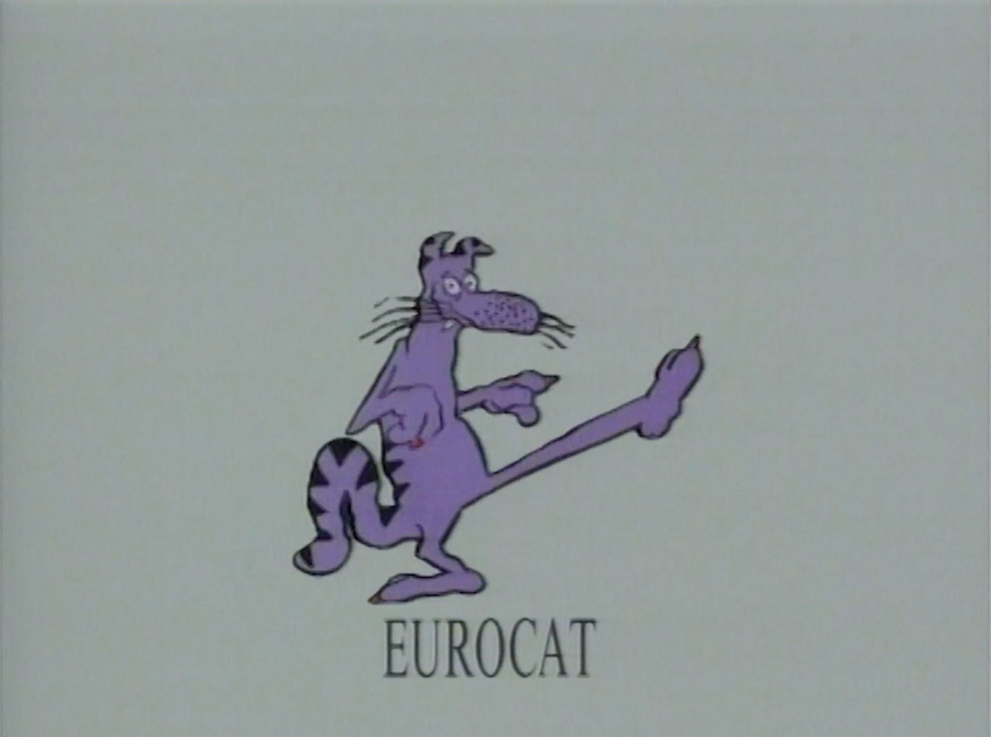 Eurocat, the mascot for the Eurovision Song Contest Zagreb 1990, showing off his feet