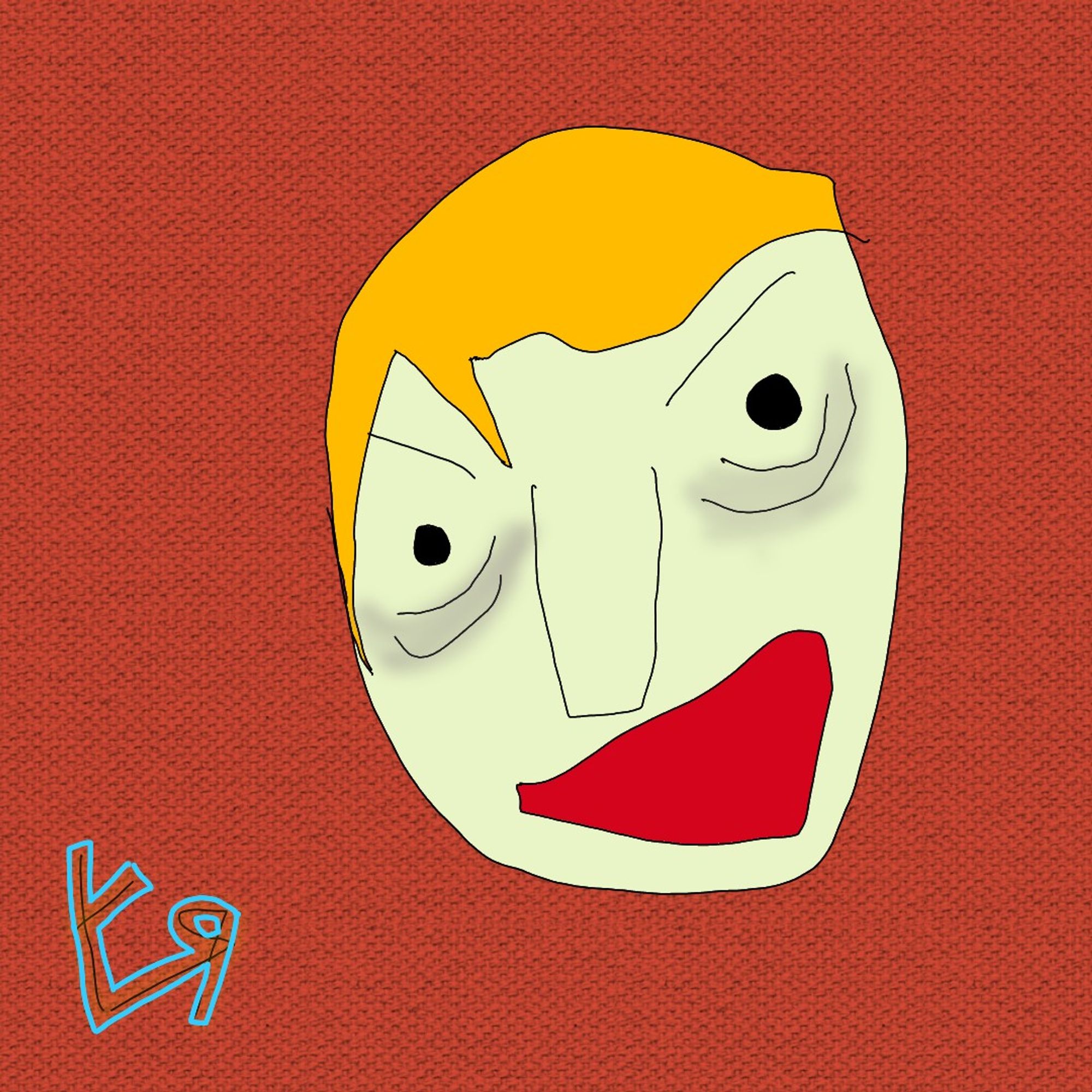 Digital drawing of an angry, cartoon head created with my phone!