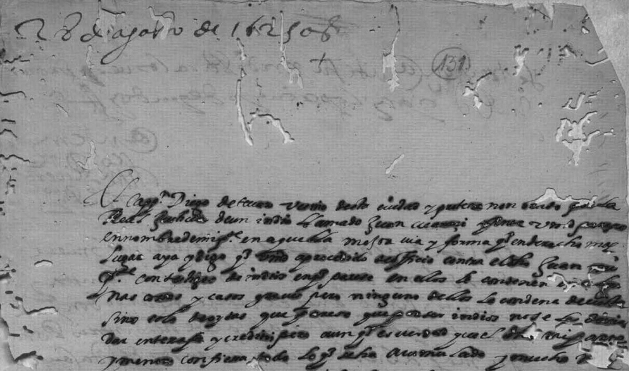 A folio of a Spanish document from the 17th Century.