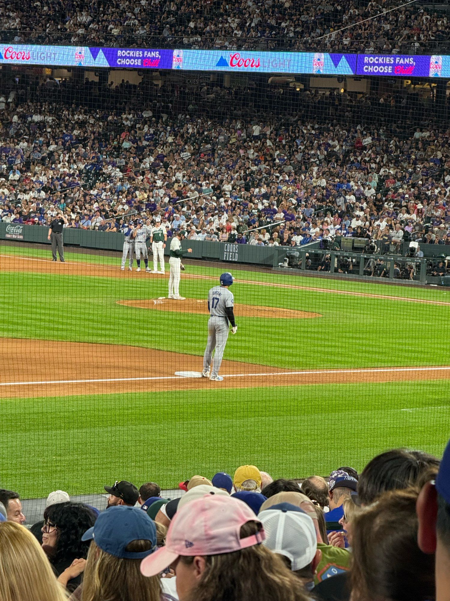 Shohei Ohtani standing on third base. This was after he stole second for his second steal of the game.