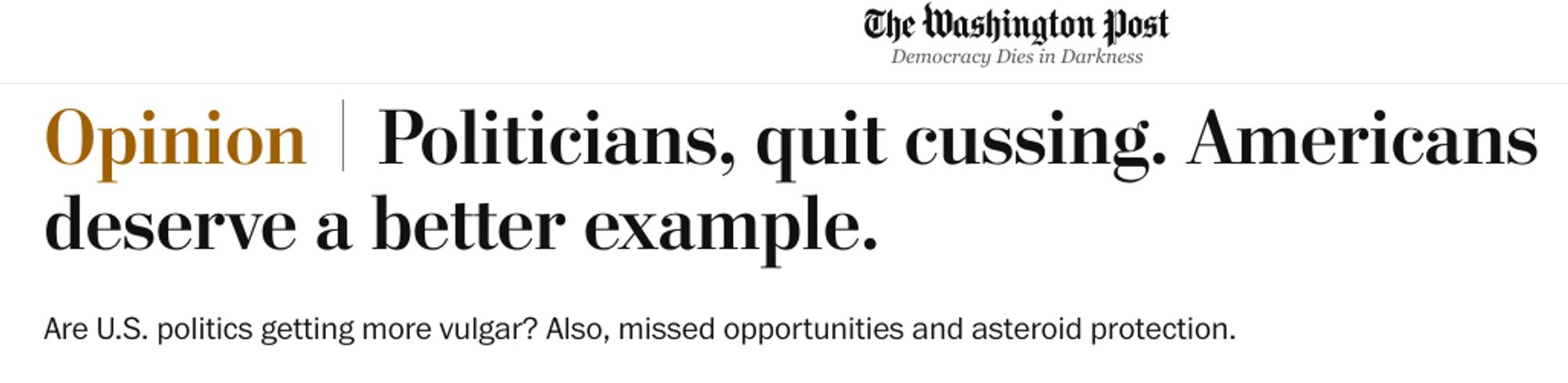 Opinion  Politicians, quit cussing. Americans deserve a better example.