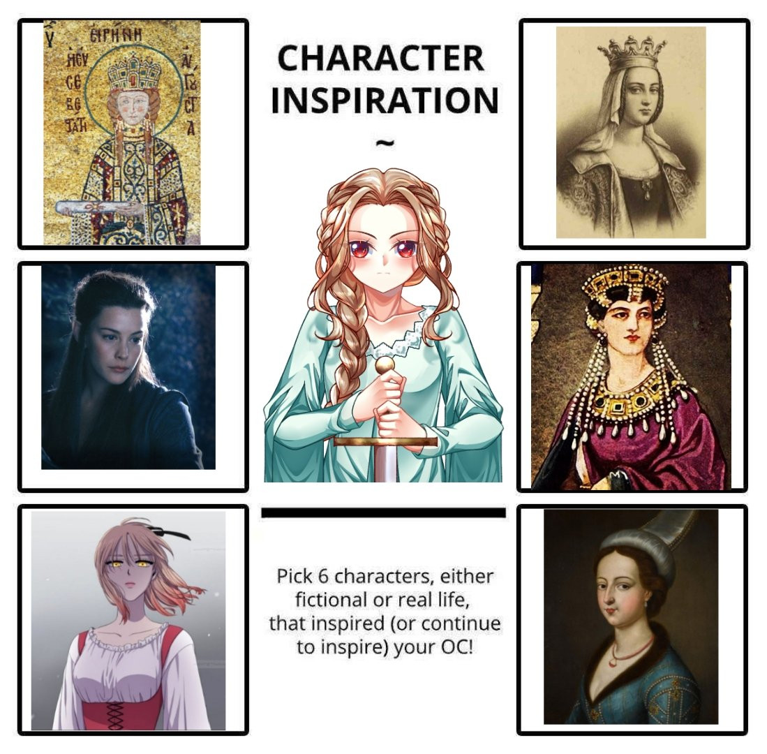 Aelia Valencia del Lombardia by Rei 

Inspo by: (Clockwise) Hildegard Queen of Franks and Lombards, Empress Theodore of Byzantine, Valide Kosem Sultan (Influence I take it 50% history and 50% from Magnificent Century: Kosem), Edna (Light & Shadow, manhwa), Arwen (Lord of the Rings), and Empress Irene of Athens.