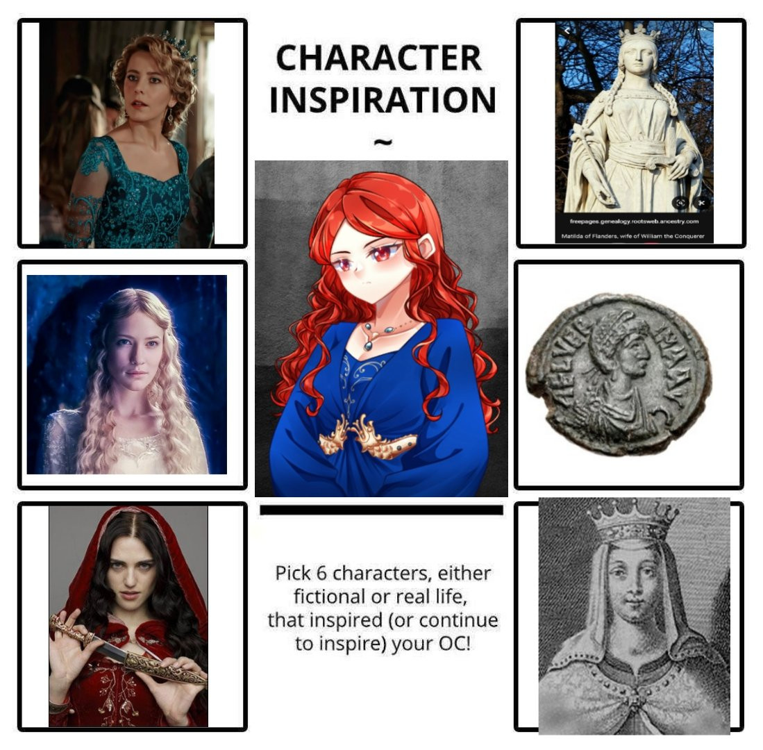 Arabella by Rei

Inspo from: (clockwise) Matilda of Flanders, Aelia Verina (IRL), Eleanor Aquitaine, Morgana (BBC), Galadriel (Lord of the Ring), Humashah Sultan (Magnificent Century: Kosem) 