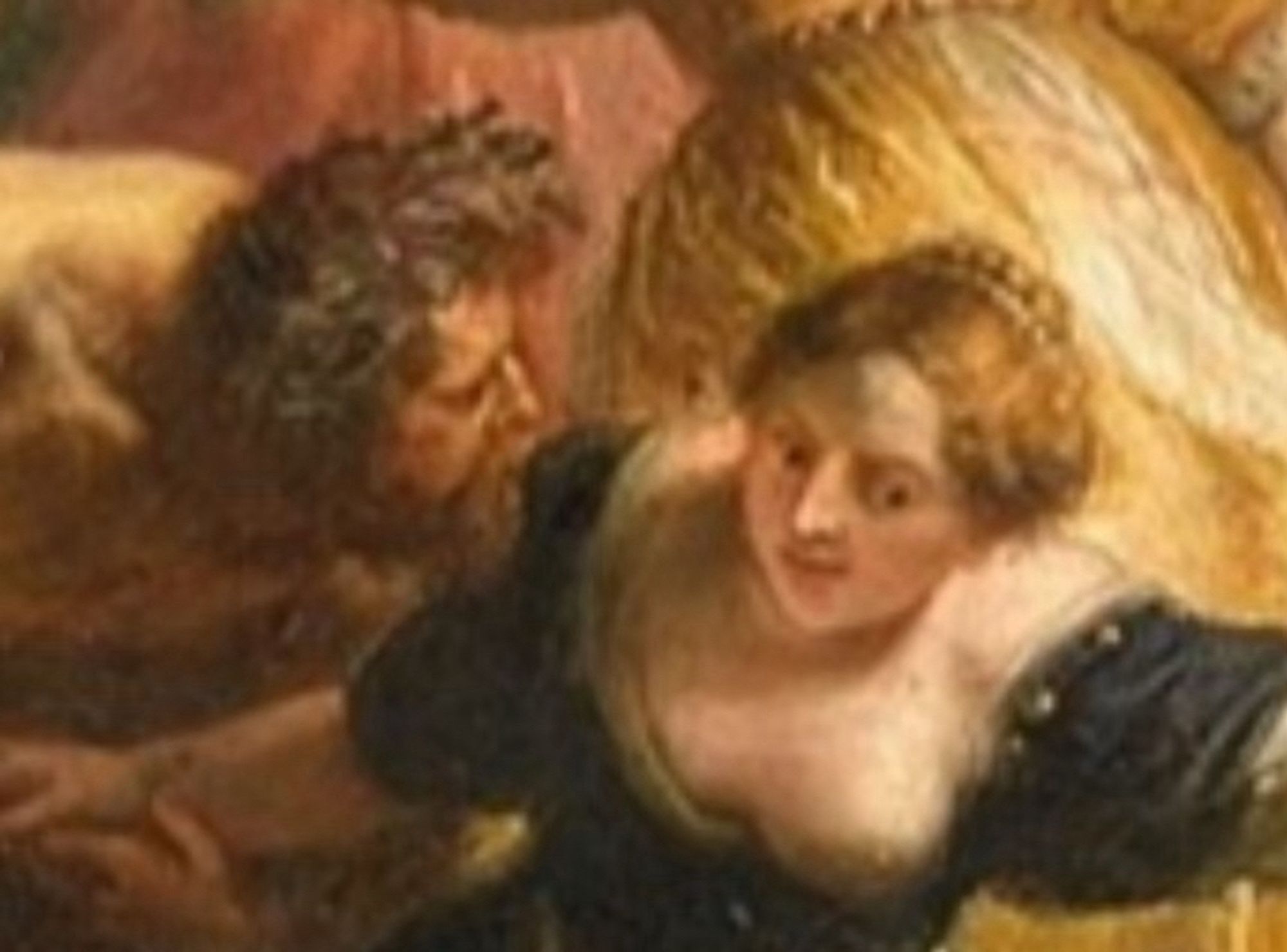 Guy in the painting talking to a lady who isn’t into it