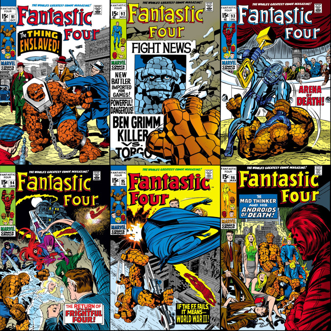 Fantastic Four #91-96 cover dated October 1969-March 1970.