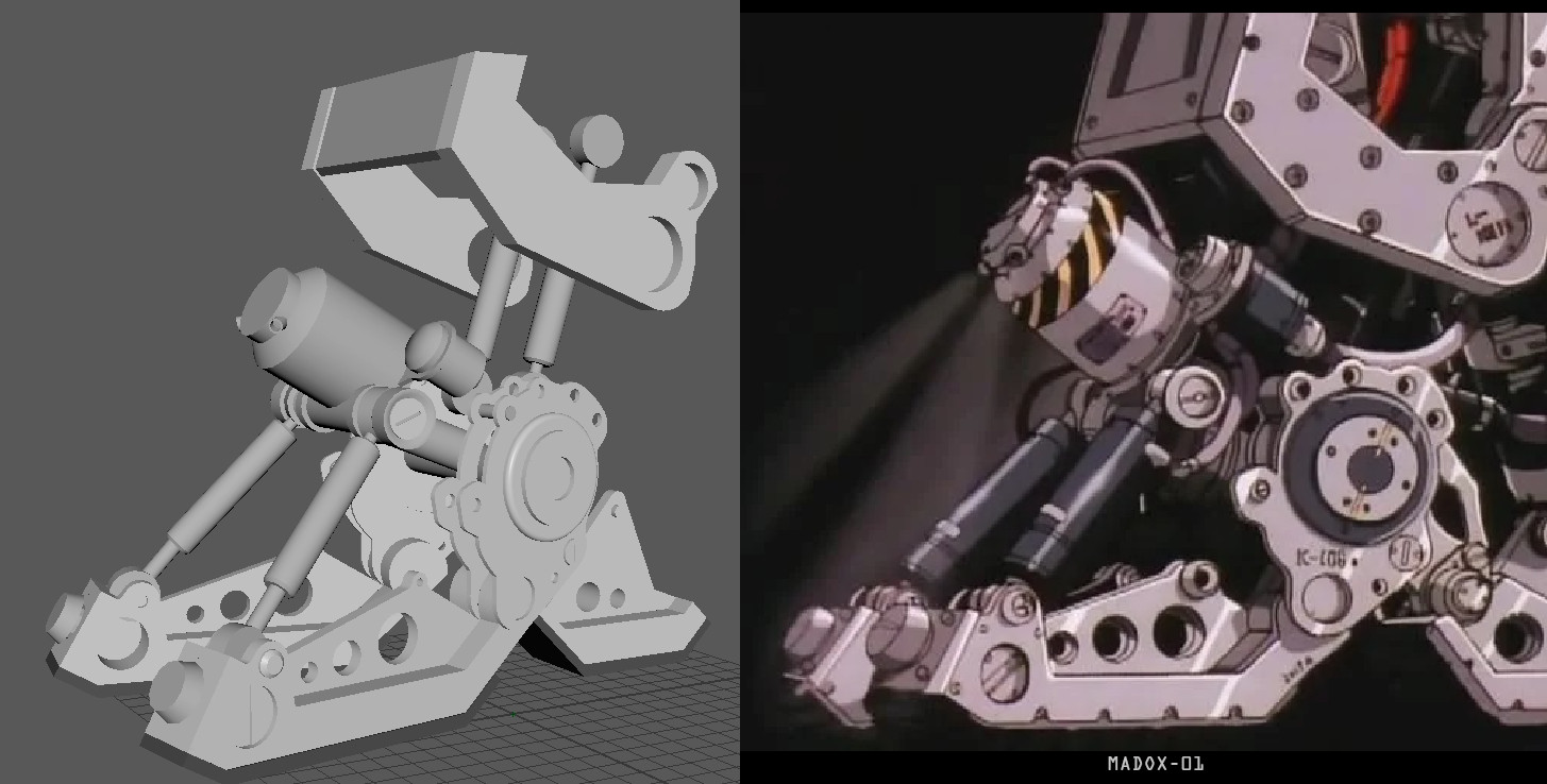 Work in progress of a 3d modelled MADOX-01 mecha foot.