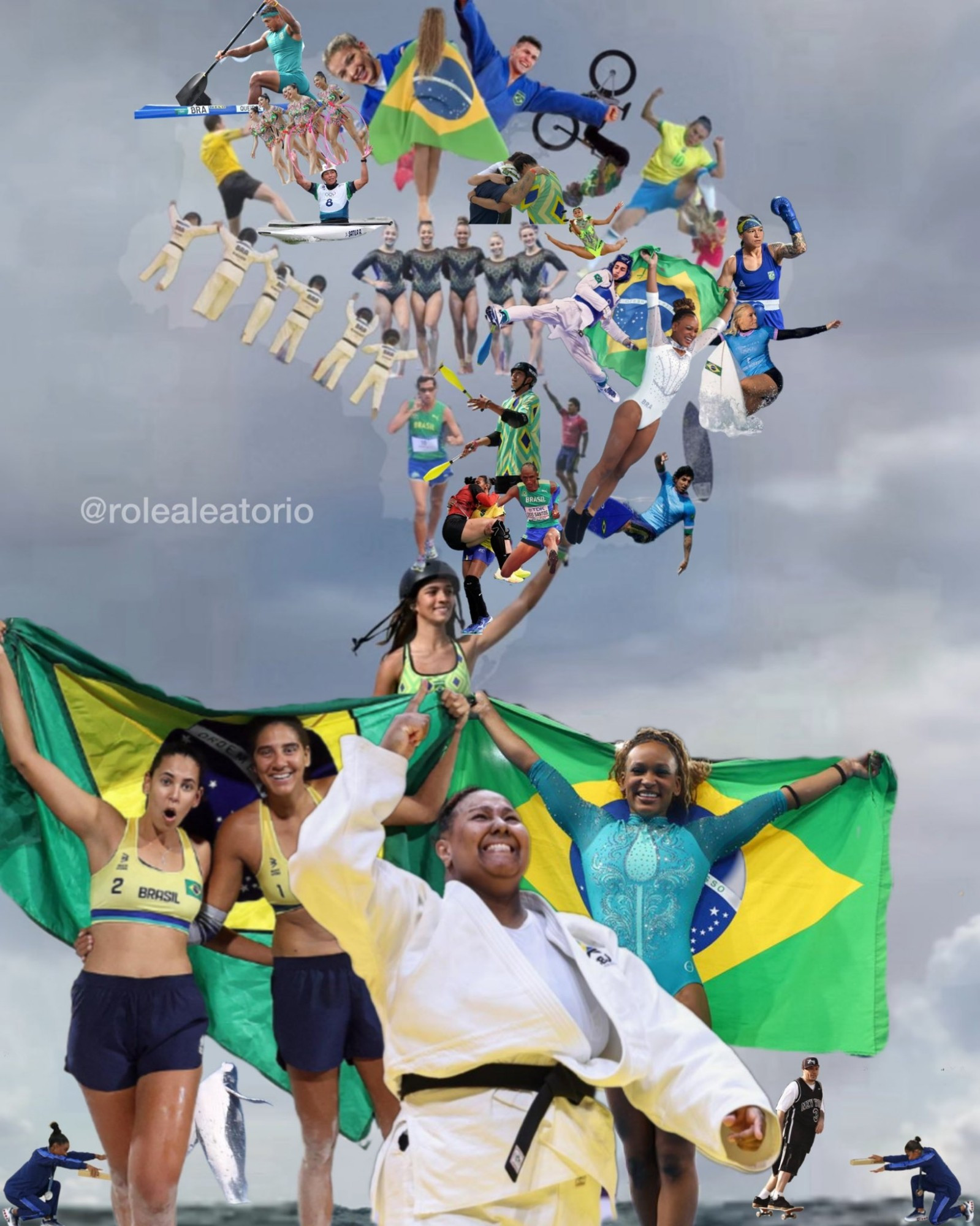 Um meme de todos os medalhistas das olimpiadas colados naquela foto do Medina