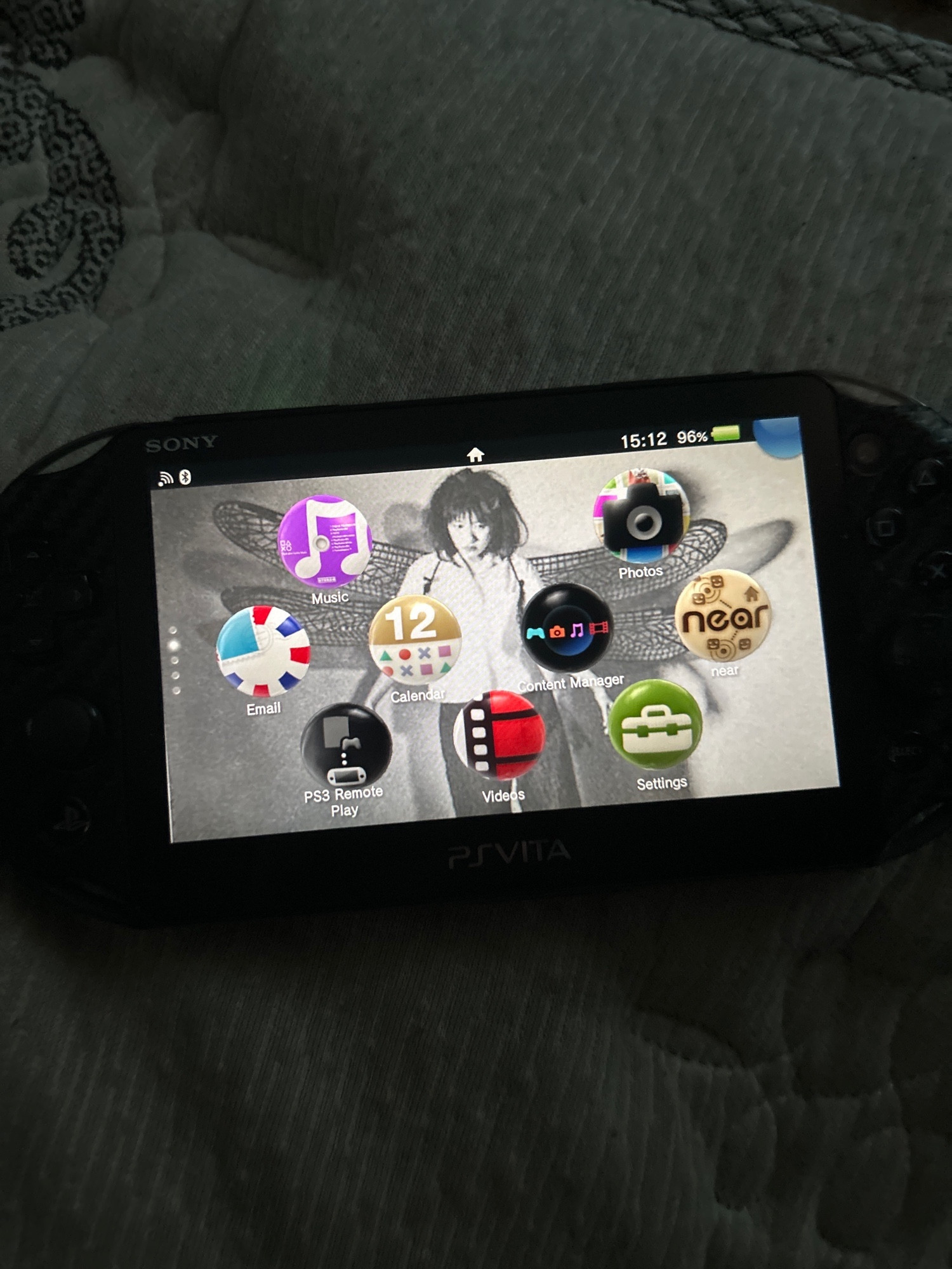 my black ps vita 2000, with jun togawa as the wallpaper