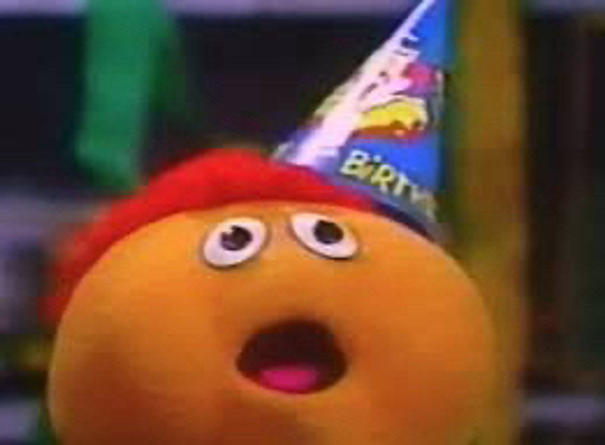 Gerbert in a birthday hat pogging