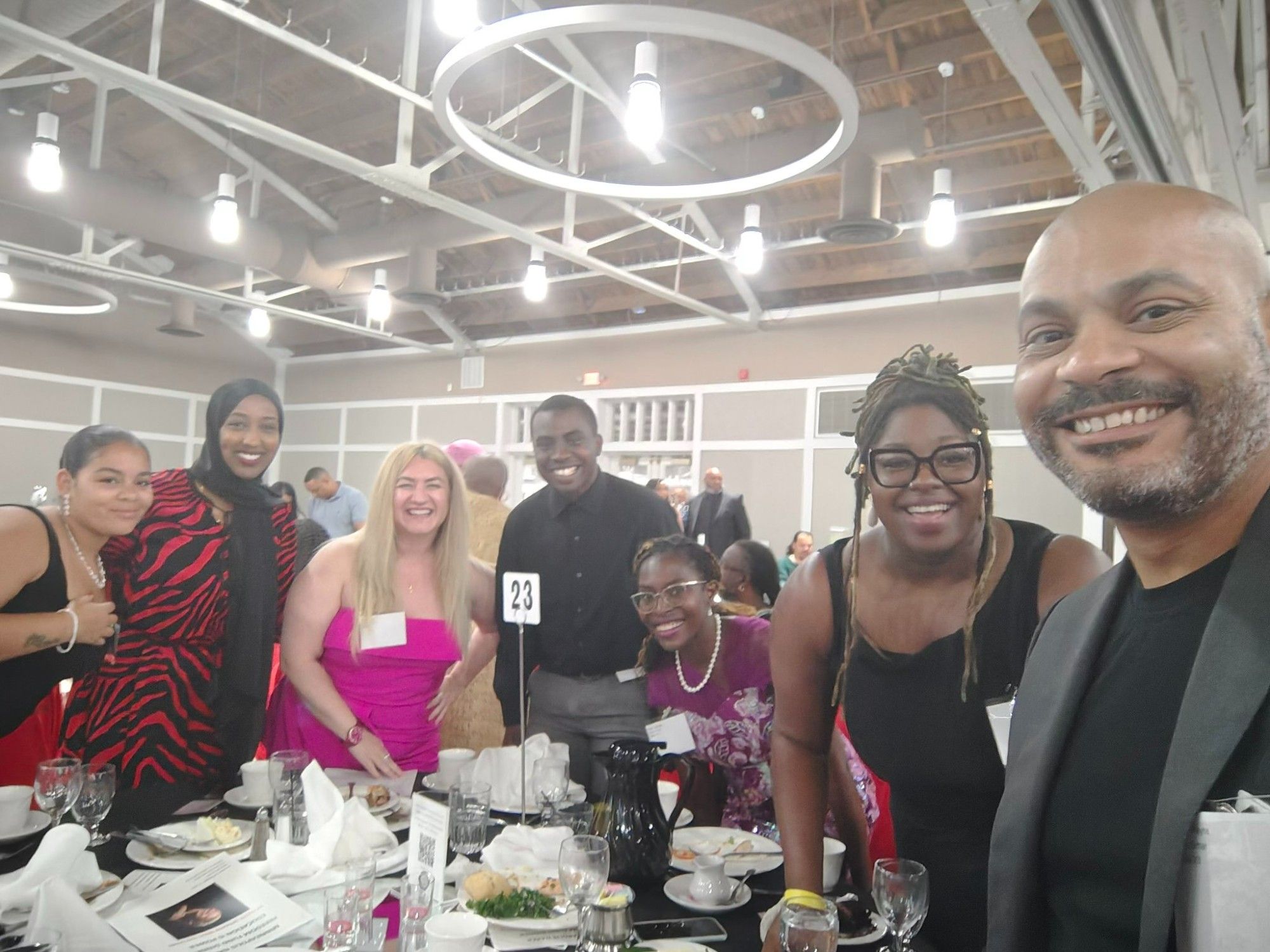 Left to right: Anquam Mahamoud, Briana, Chol, Rep Esther Agbaje, Robin, Council President Elliott Payne