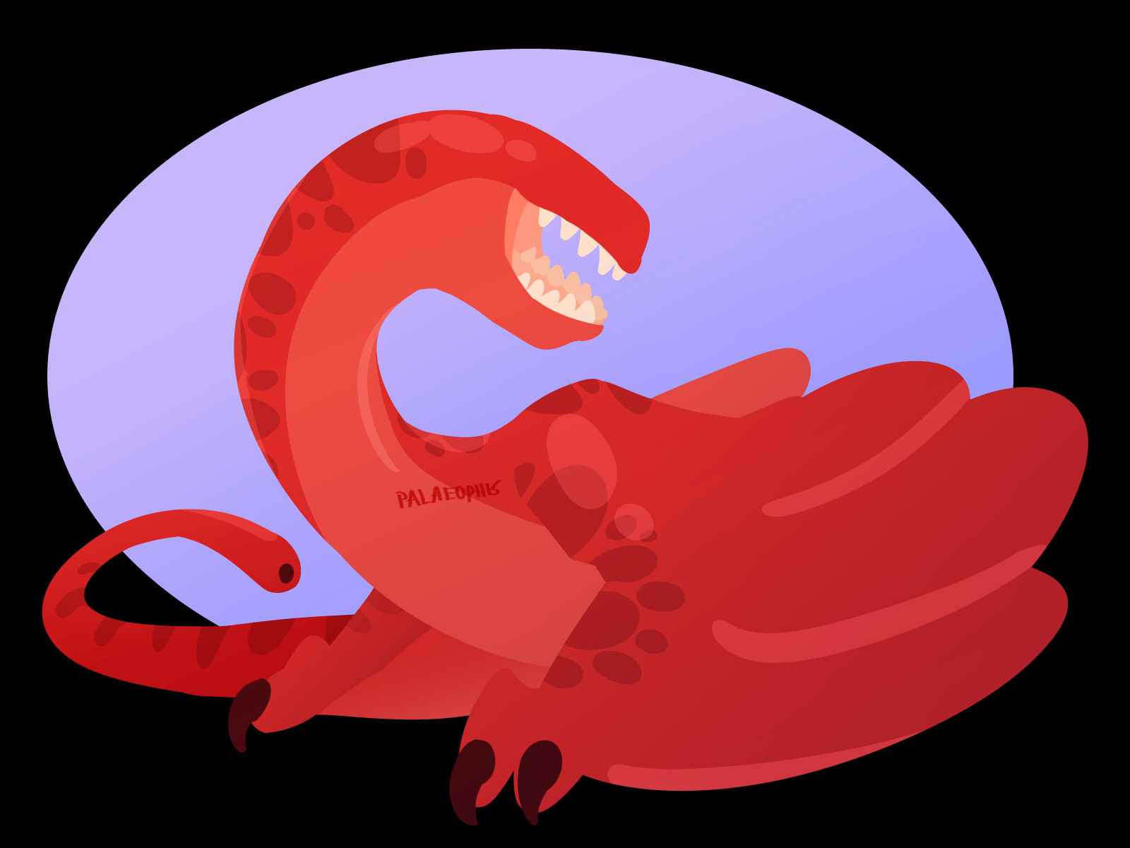 A lineless drawing of a Red Khezu, a slimy eyeless wyvern from the Monster Hunter series.