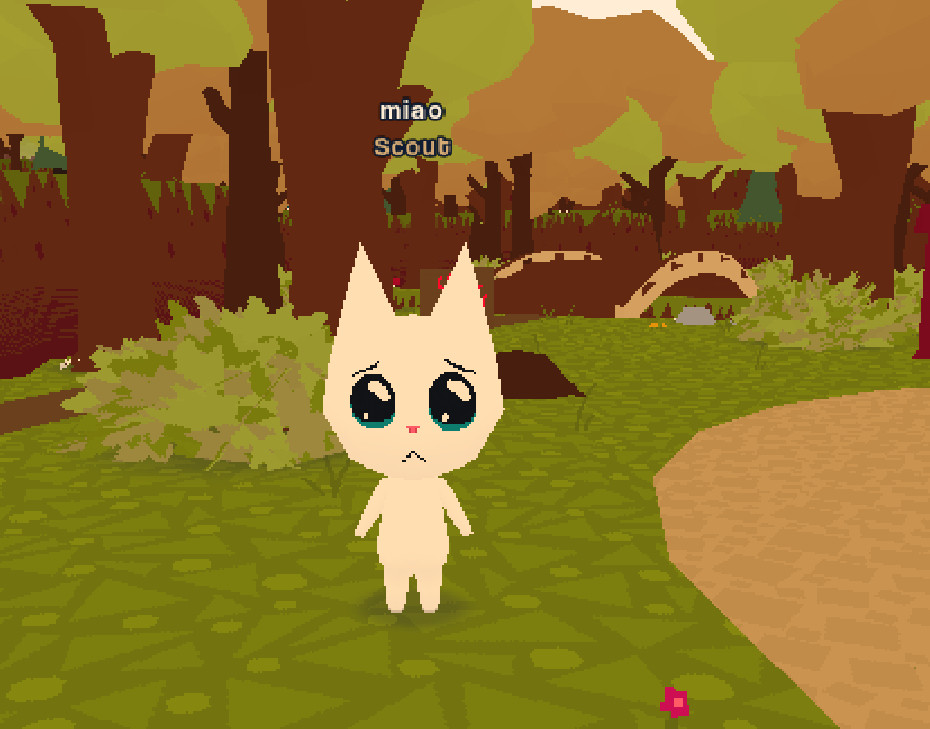 very sad pien face white pixel cat in the video game webfishing