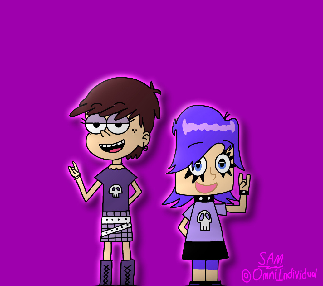 A drawing of Luna Loud from The Loud House and Yumi Yoshimura from Hi Hi Puffy AmiYumi posing together.