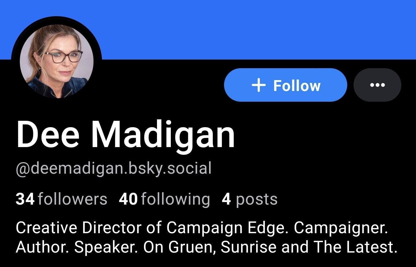 bluesky account screenshot of Dee Madigan