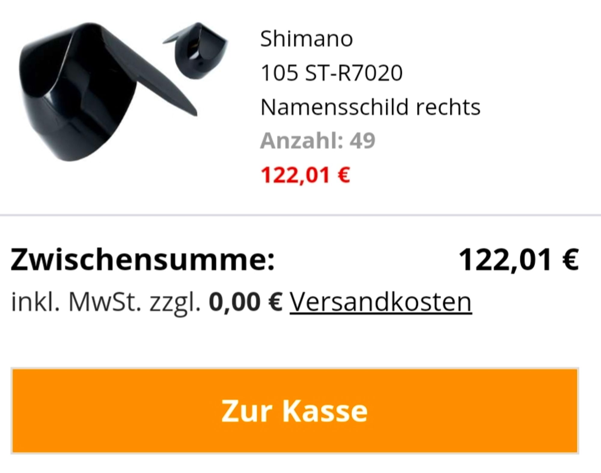 warenkorb mit 49 shimano kleinteilen für 122€