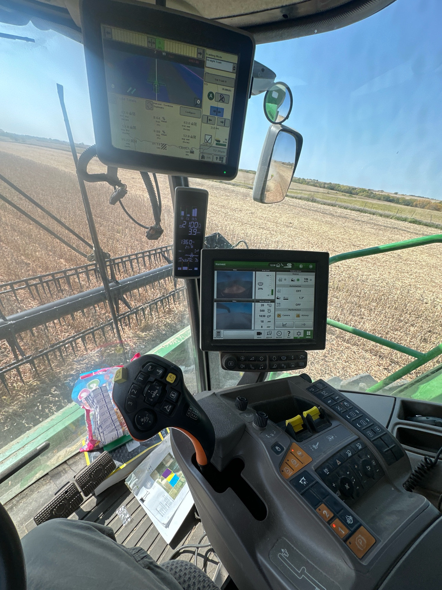 John Deere combine controls