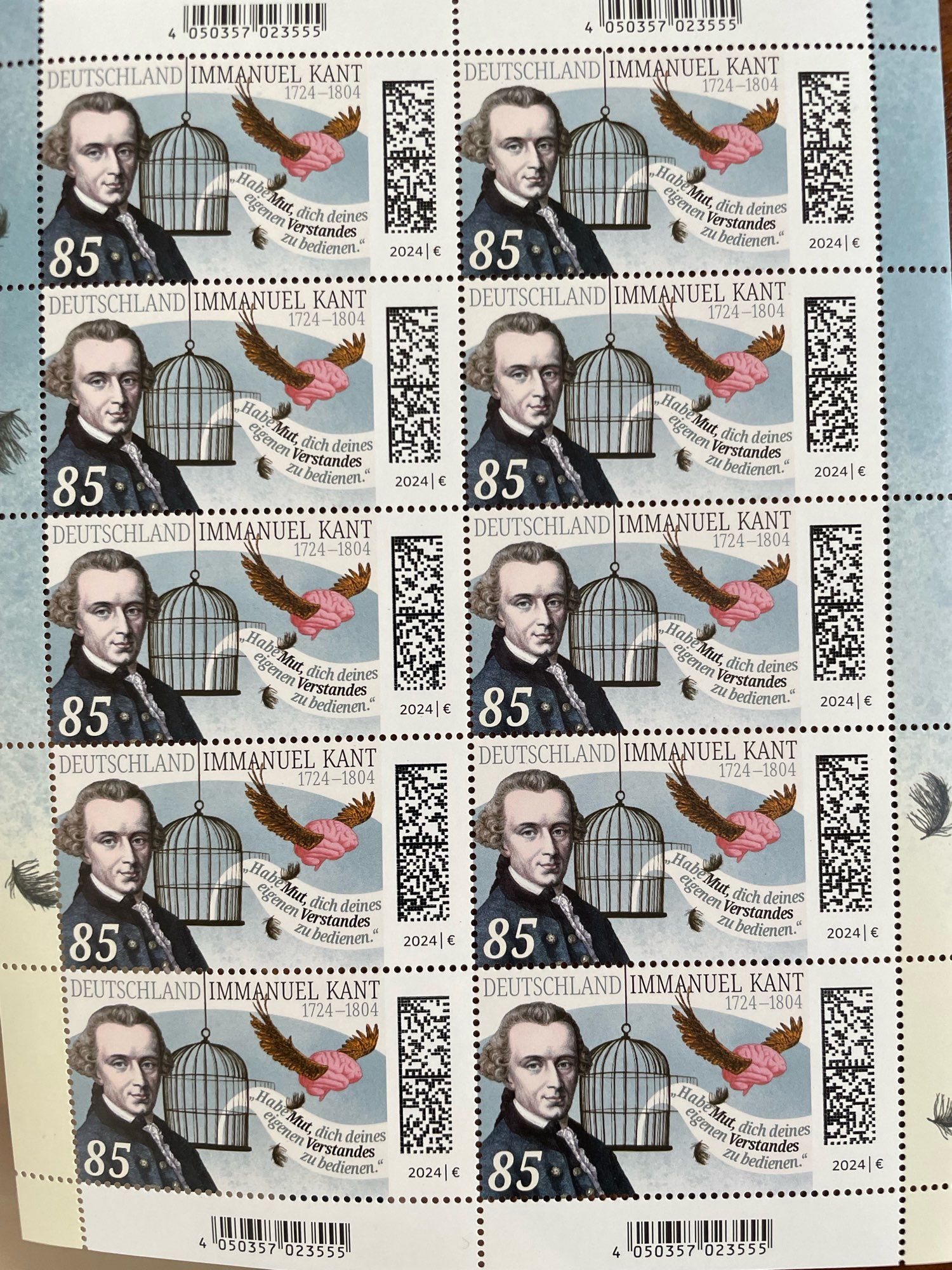 New tricentennial Kant stamps that the German mail just issued.