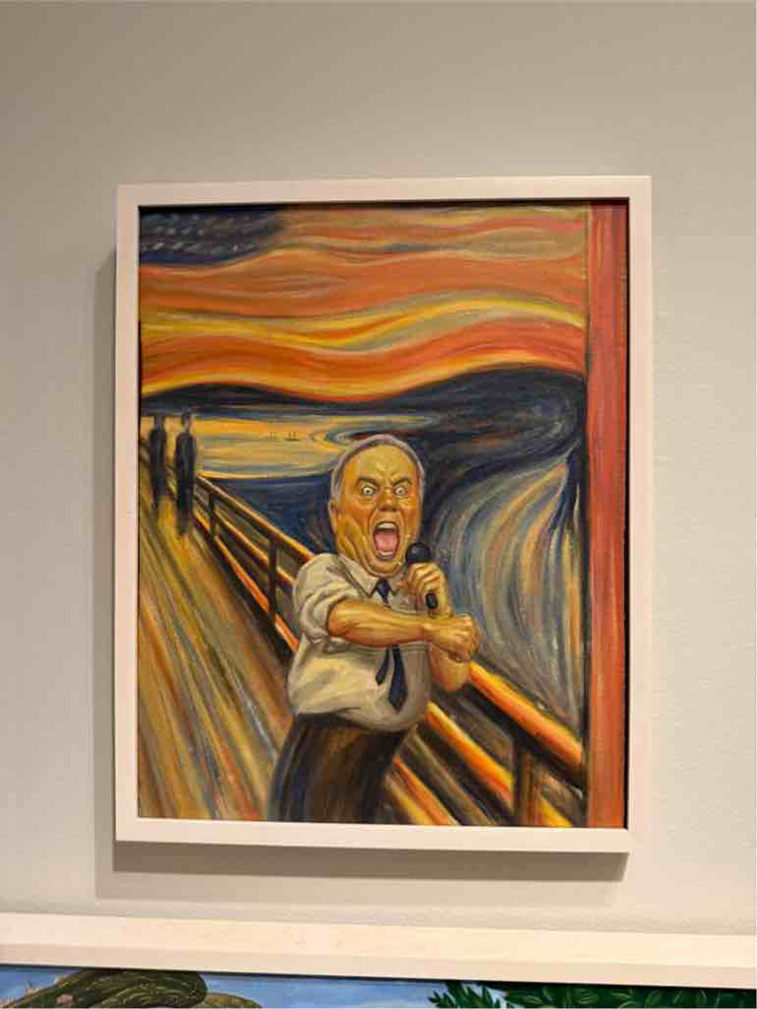 Parody of Munch’s “The Scream” but featuring Howard Dean. 